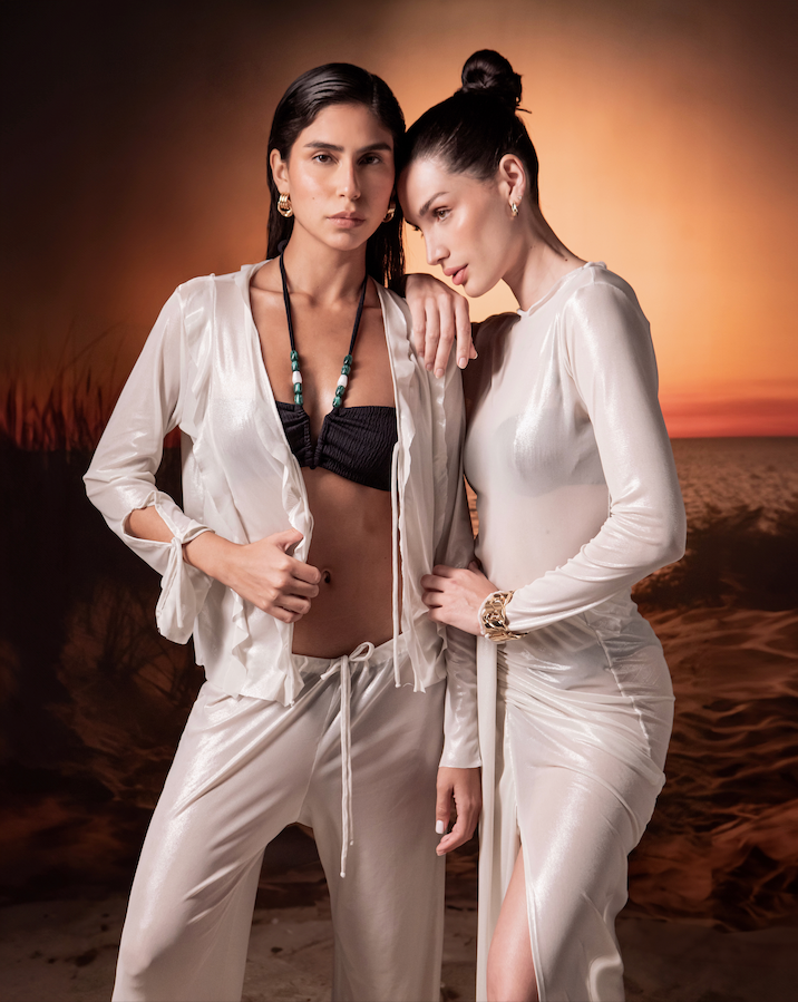 DIANA MESH SET WHITE SATIN